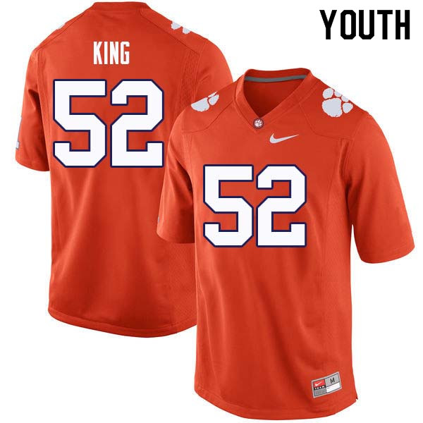 Youth #52 Matthew King Clemson Tigers College Football Jerseys Sale-Orange - Click Image to Close